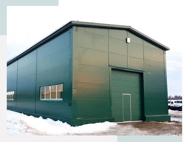 Двускатные ангары в Сосновом Бору