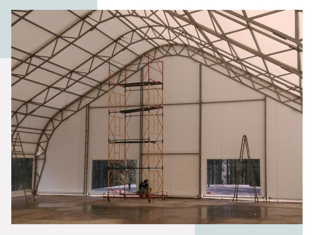 Шатровые ангары в Сосновом Бору